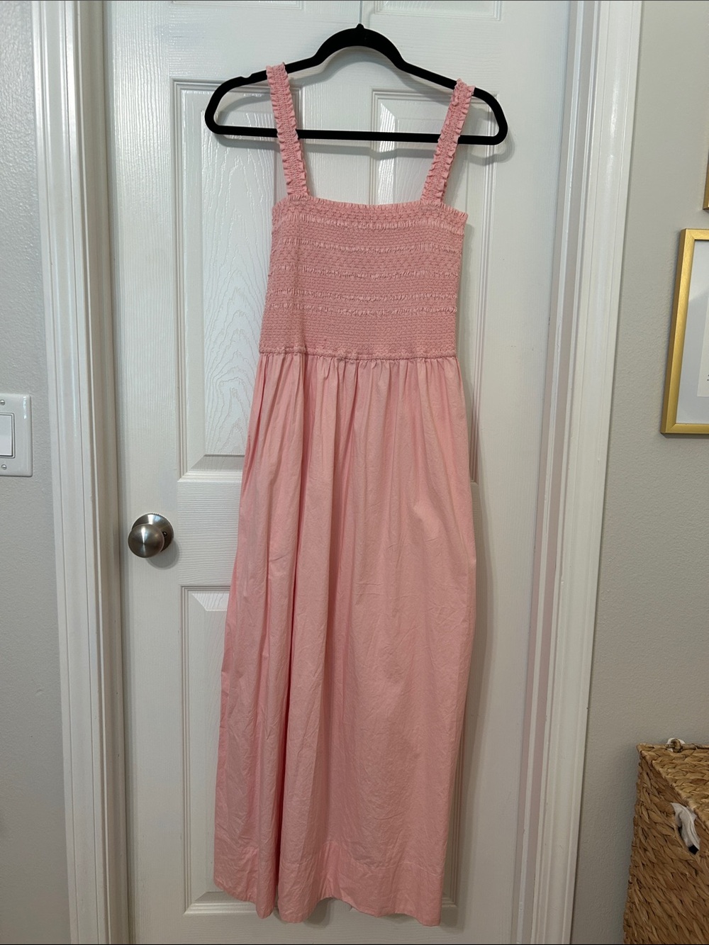pistola Light Pink Smocked Maxi Dress with Ruffled Straps